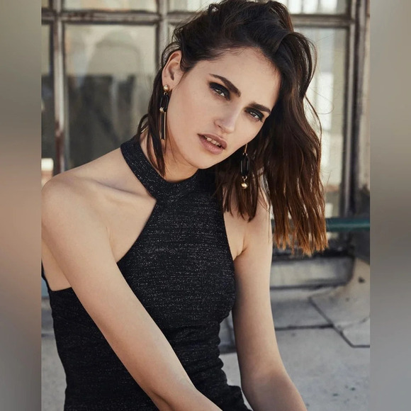 ✨NWT ASTR The Label Black Sparkle Danika Bodycon One Shoulder Mini Dress XS - Picture 8 of 11